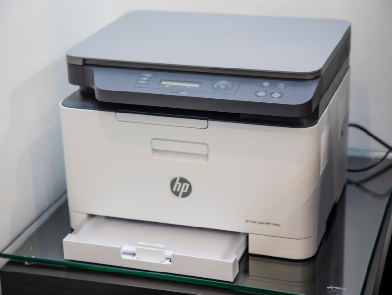 HP printer in a home office. 