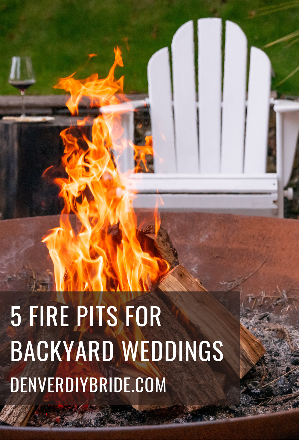 Chair and firepit for backyard weddings. 